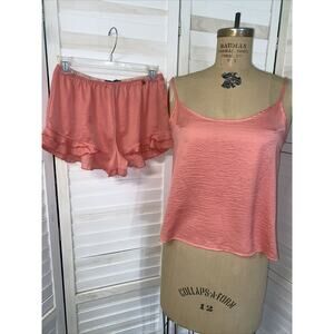 Midnight Bakery Short Pajamas Set Cami Short Set Salmon Peach Small